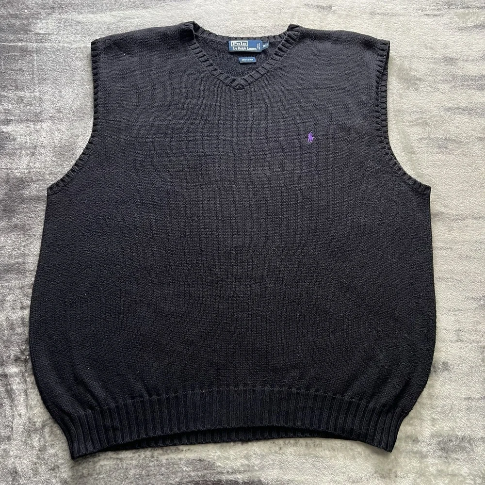 Polo Ralph Lauren Vest Men's 3XLT Black Purple Pullover Sleeveless Shirt Classic